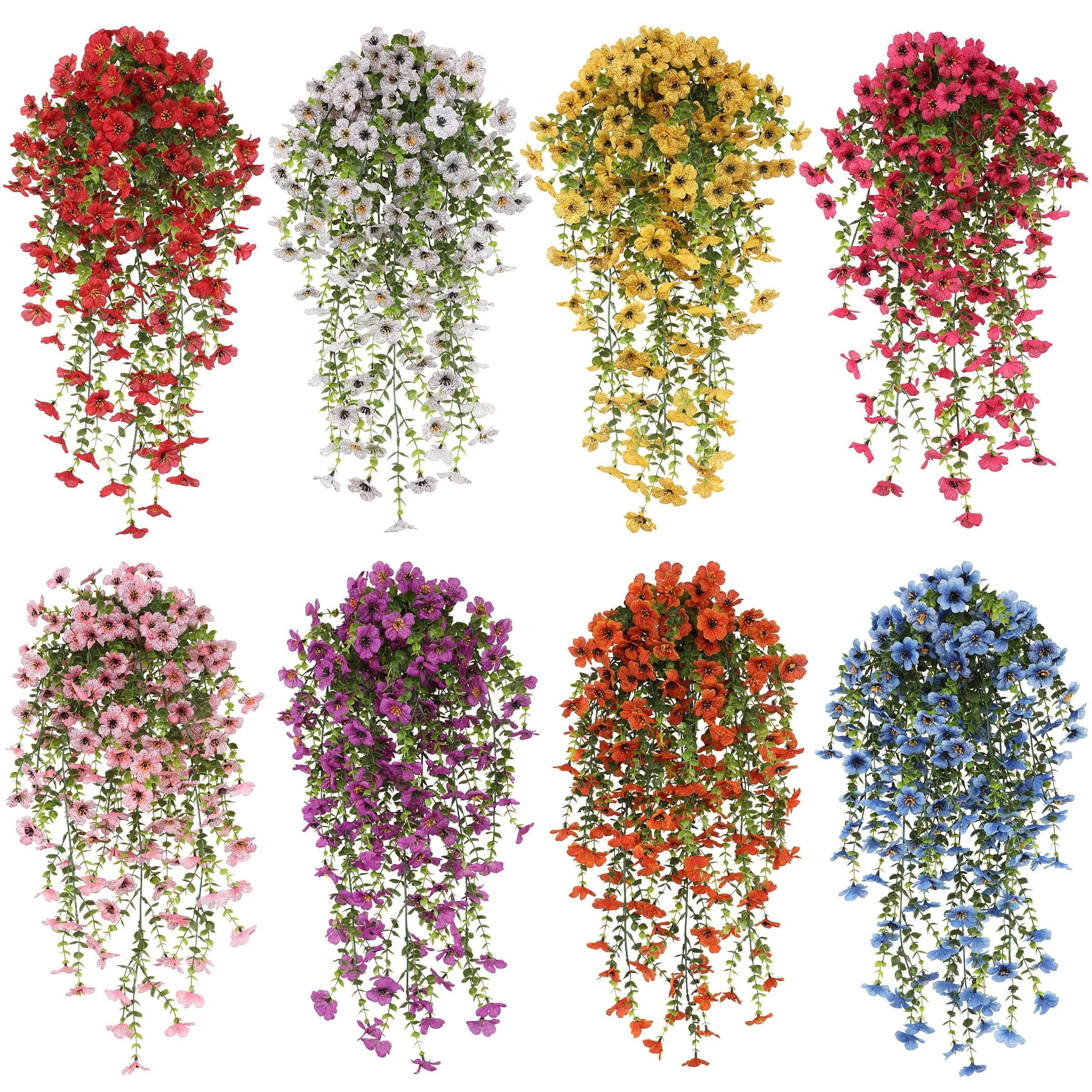 6pcs of Artificial Flowers Hanging Flowers Plastic Floral Plant for Outdoor Artificial Plants Spring And Summer Decoration, Artificial Flower Decorations, Colorful Violet Fake Daisy Realistic Outdoor Flowers Porch Courtyard Decoration Home Decoration