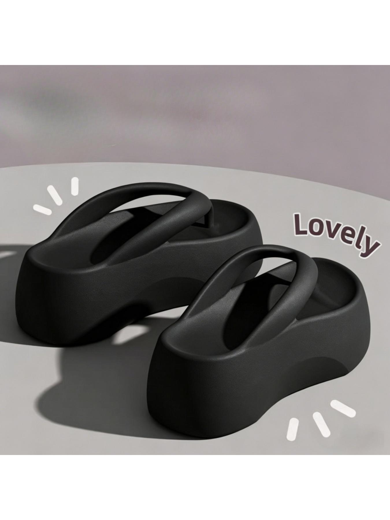 1 pair of thick-soled EVA flip-flops for women, summer outdoor wear, non-slip, height-increasing home sandals Footwear
