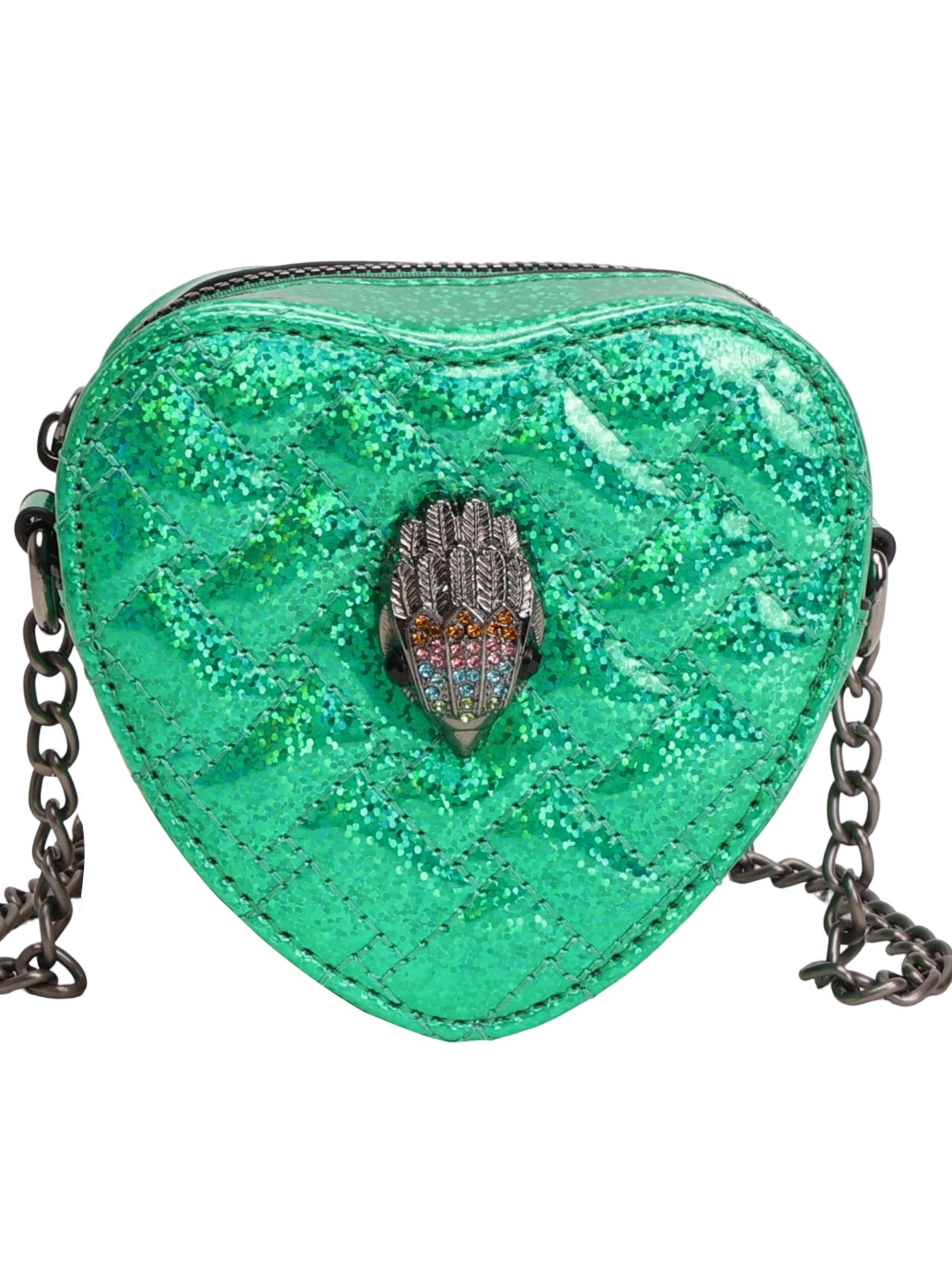 Fashion Heart Mini Bag, Sparkling Trim Design, Detachable Chain Decor, Ideal for Girls' Night Out, Stylish Evening Accessory