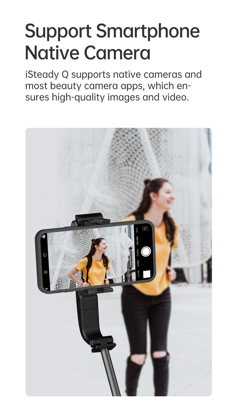 Hohem iSteady Q Selfie Stick Gimbal Stabilizer, 2 Axis Face Tracking & 360° Rotation Tripod with Wireless Remote, 4 in 1 Portable Tripod w/Extendable Stick