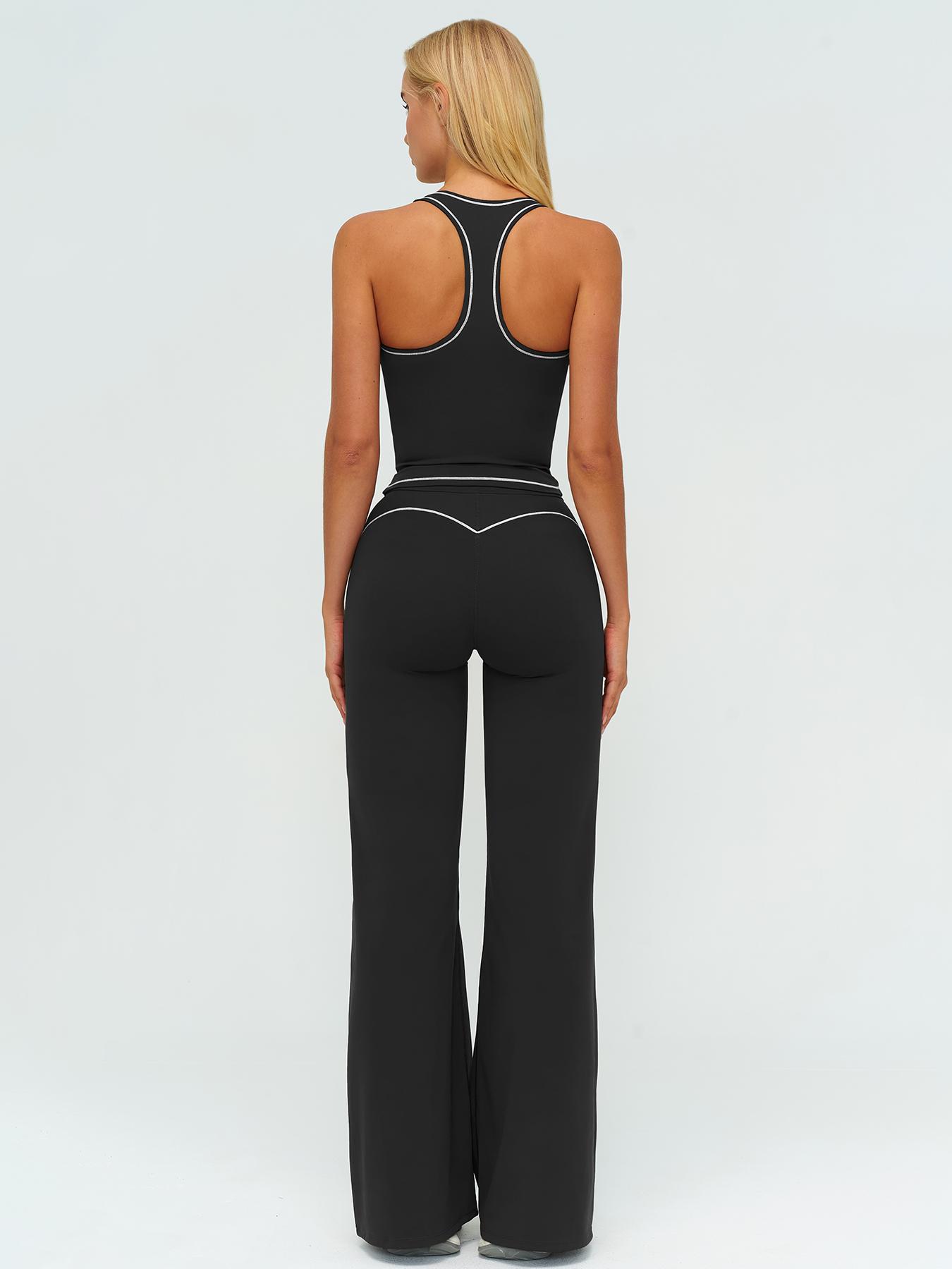 Women's Yoga Set with Dual Shoulder Straps, High-End Feel Sportswear, Running & Exercise, Colorblock Fleece Fabric, High Stretch Sporty Women's Yoga Set with Dual Shoulder Straps, High-End Feel Sportswear, Running & Exercise, Colorblock Fleece Fabric, High Stretch Sporty