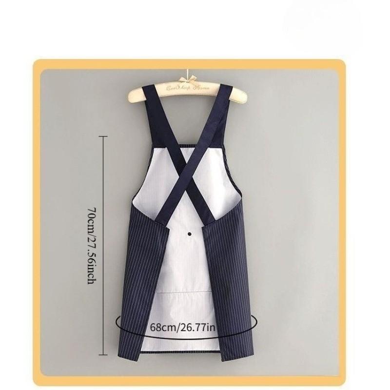 1 Piece Cotton Apron for Cooking, Home Kitchen Anti-Dirty Cross-Belt Waistcoat, Oil-Resistant Long Sleeve Breathable