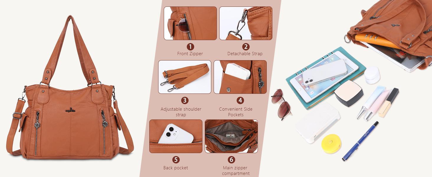 Angel Kiss Handbags for Womens Top-Handle Hobo Purse Roomy Casual Shoulder Bags PU Tote Satchel Purse for Women SpringStatements
