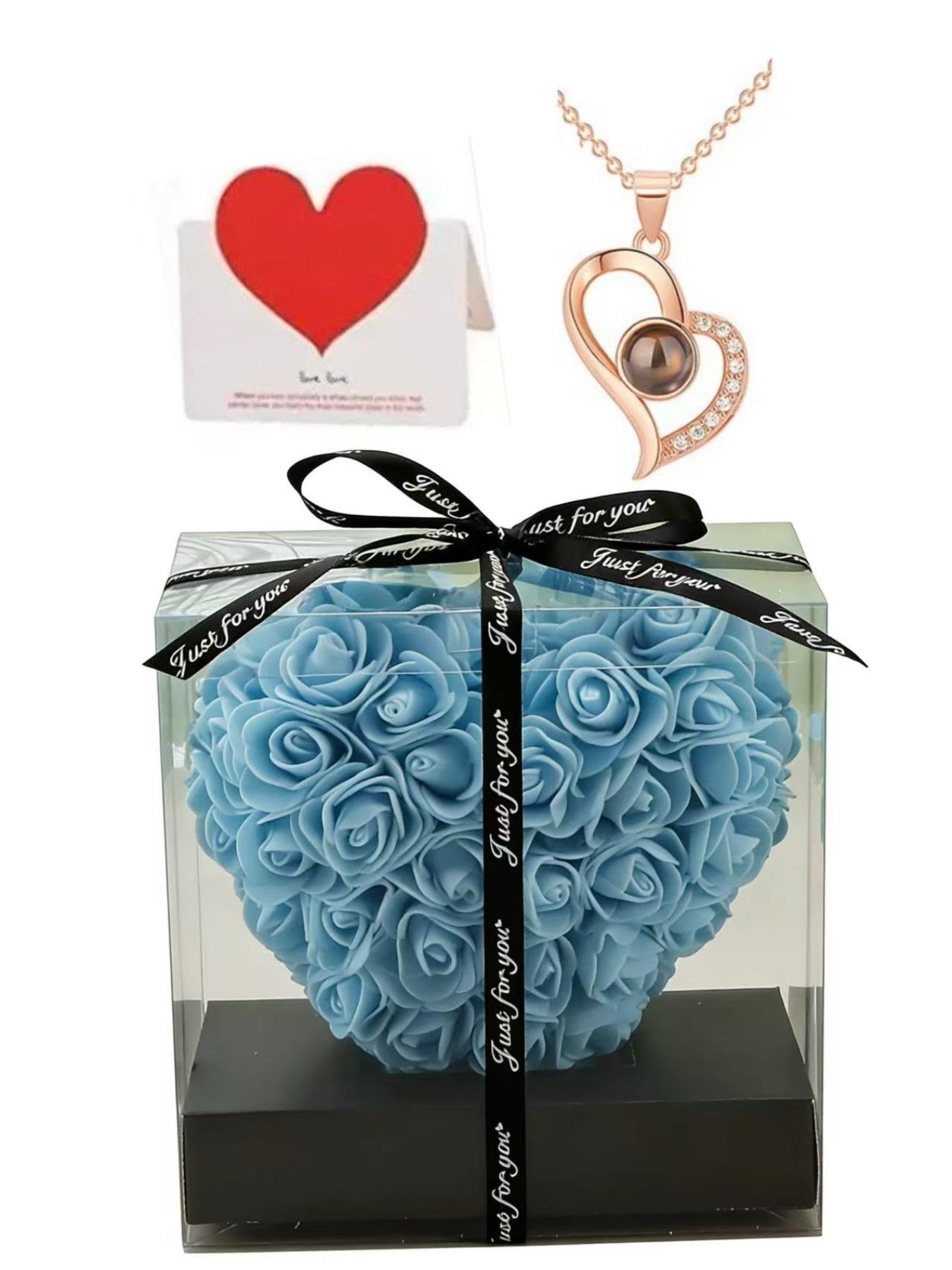 100 Languages I Love You Necklace Set, Heart-Shaped Rose Gift Box, Perfect for Mother's Day and Valentine's Day, Romantic Gift for Her
