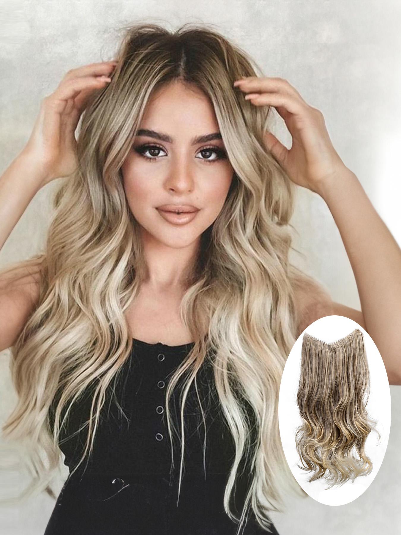 NEW ! Women 31 Inch Long Curvy Wavy Light Blonde Amazon.com : Kalyss Blonde Wig With Bangs Long Blonde Curly  main image 3