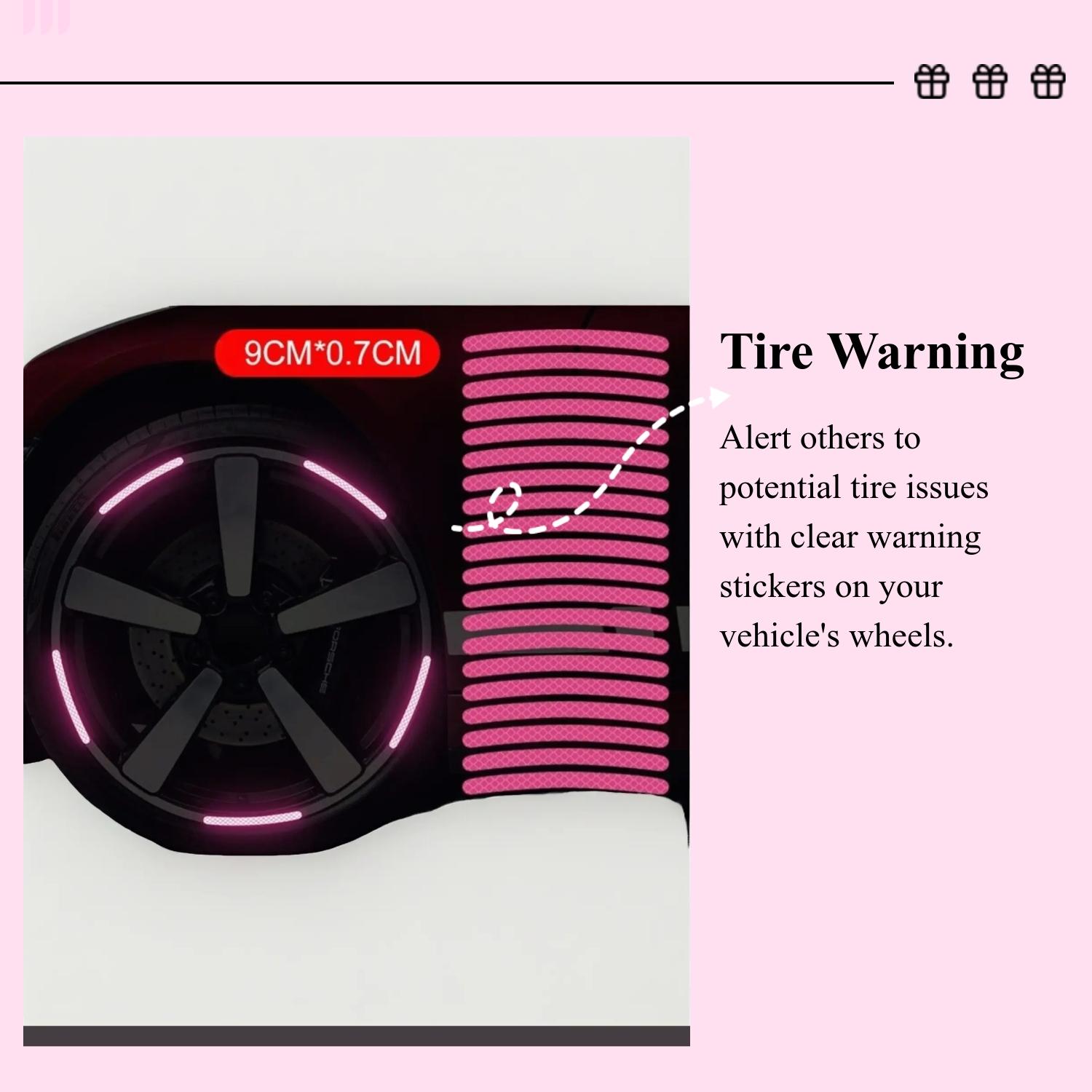 Car Wheel Reflective Stickers, Tire Warning Stickers, 3D Racing Hubcap Stickers, Anti-Collision Tape, Creative Motorcycle Decals, 20 Pieces