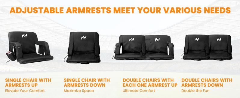 SLSY Heated Bleacher Seat with Battery, Heated Stadium Seats 6 Reclinng Positions and 3 Levels of Heat Heated Stadium Chair with Back & Arm Support SLSY Heated Bleacher Seat with Battery, Heated Stadium Seats 6 Reclinng Positions and 3 Levels of Heat Heated Stadium Chair with Back & Arm Support