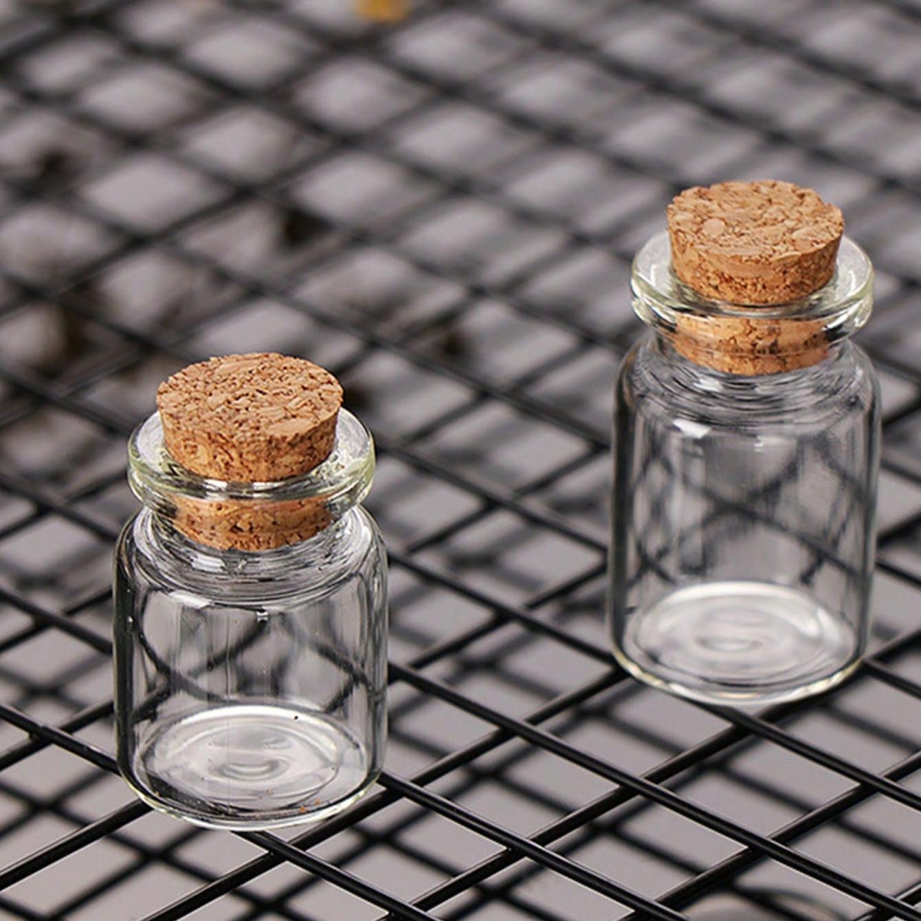 10 Mini Glass Bottles with Lids for DIY Decoration, Small Wish Jars for Messages, Perfect for Crafts and Gifts