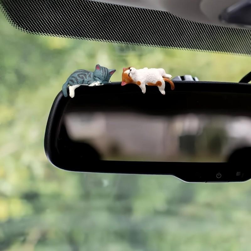 Cute Cat Car Interior Accessories Dashboard Decoration Set, 5-Piece Rearview Mirror Hanging Decorations, Adorable Car Ornaments