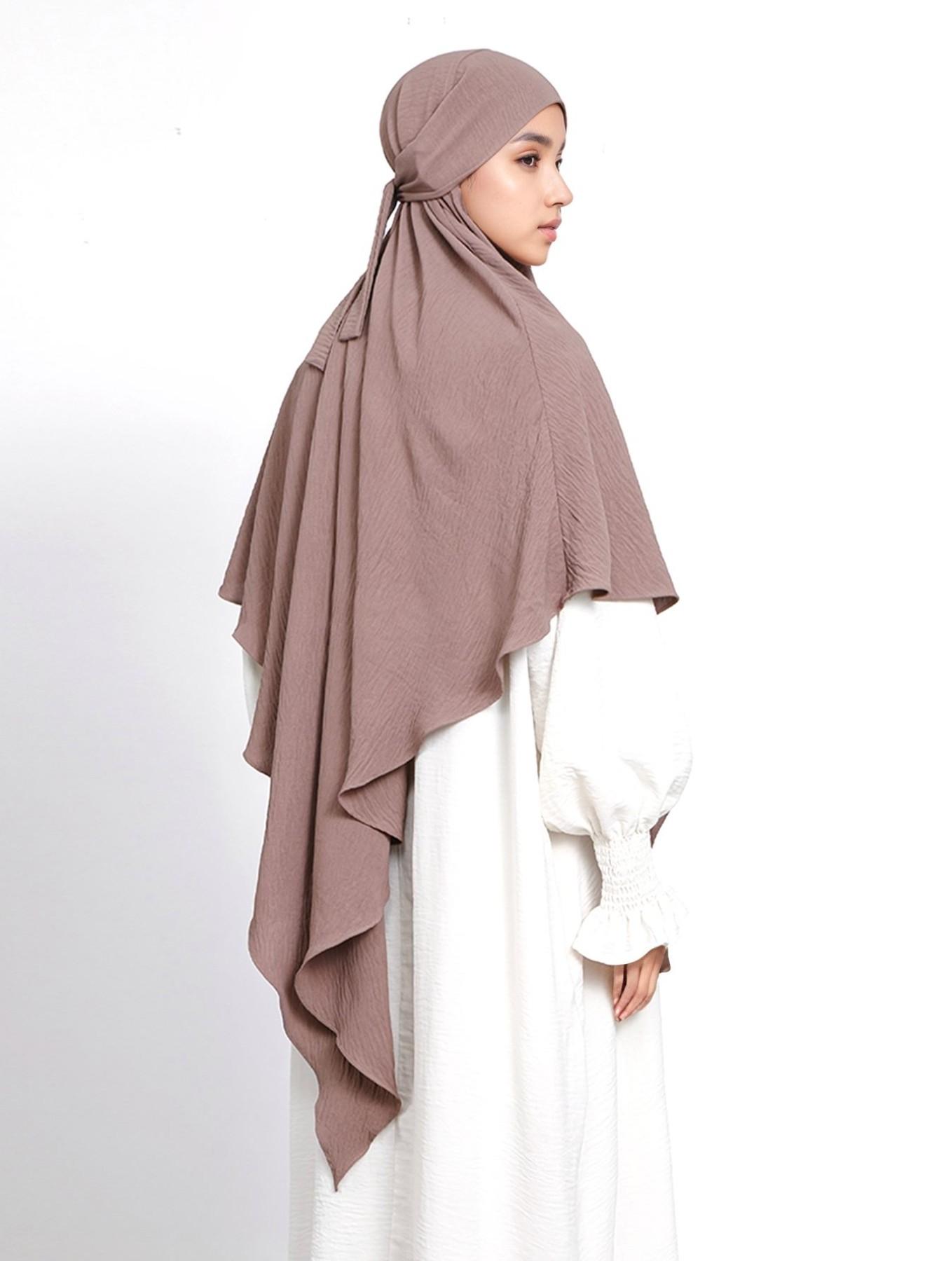 Women's Breathable Hijab Scarf, Soft Comfortable Muslim Prayer Khimar, Daily Wear Fashion Accessory, Stylish Plain Design