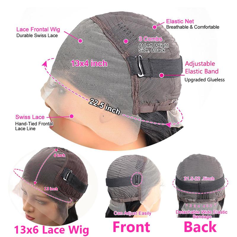 Deep Wave 13x6 Lace Front Wig Human Hair Wet and Wavy Lace Frontal Wigs Brazilian 180 Density Wigs For Women Natural Color