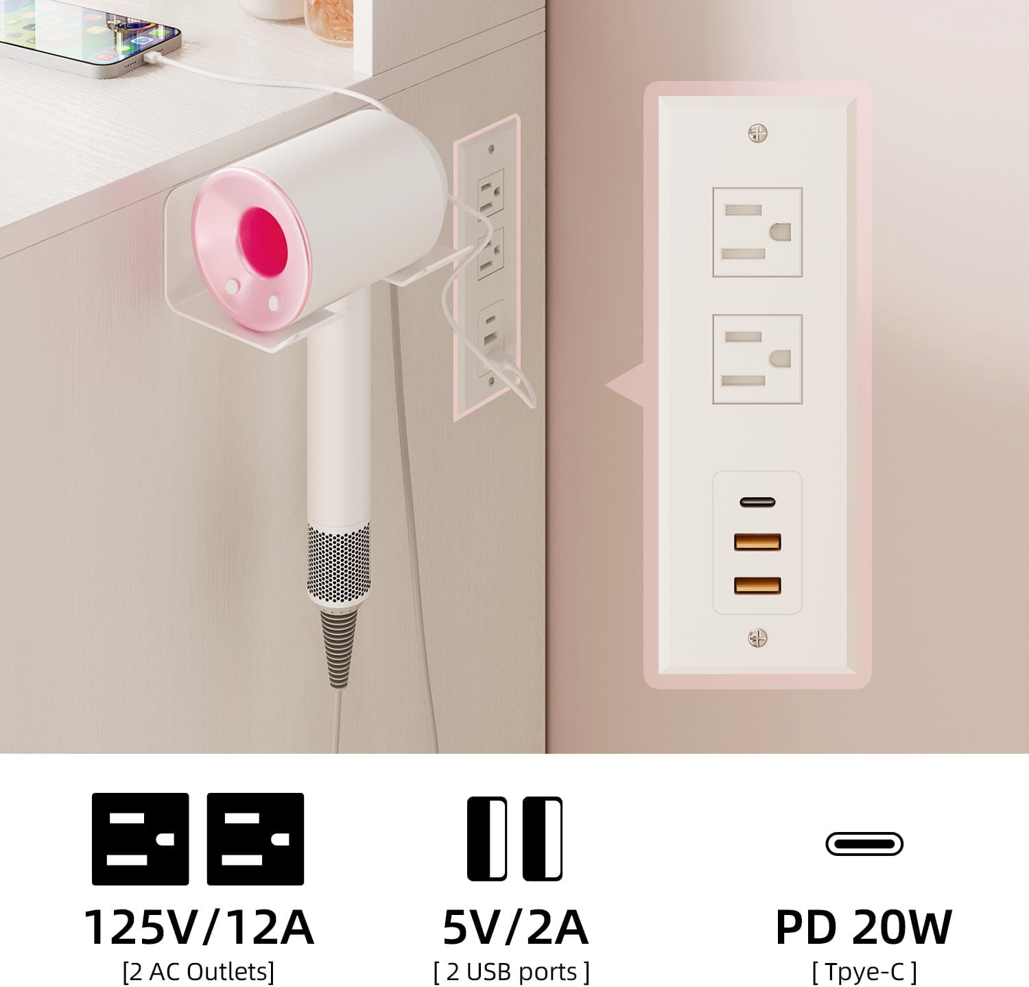 Vanity Desk with LED Lighted Mirror & Charging Station, Makeup Vanity Set with 3 Drawers, Cabinet, Shelves & Cushioned Stool, Modern White Dressing Table for Bedroom