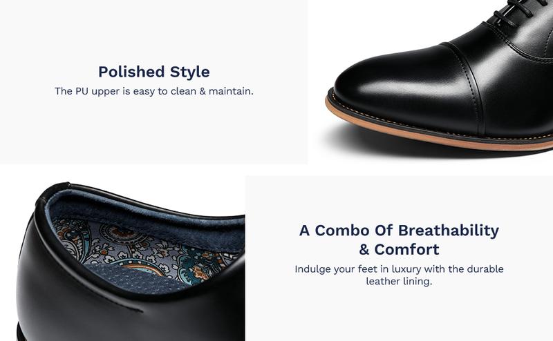 Bruno Marc [LOUIS_2] Men's Oxford Shoes in Brown with Lace-Up Closure, Comfortable Footwear for Walking