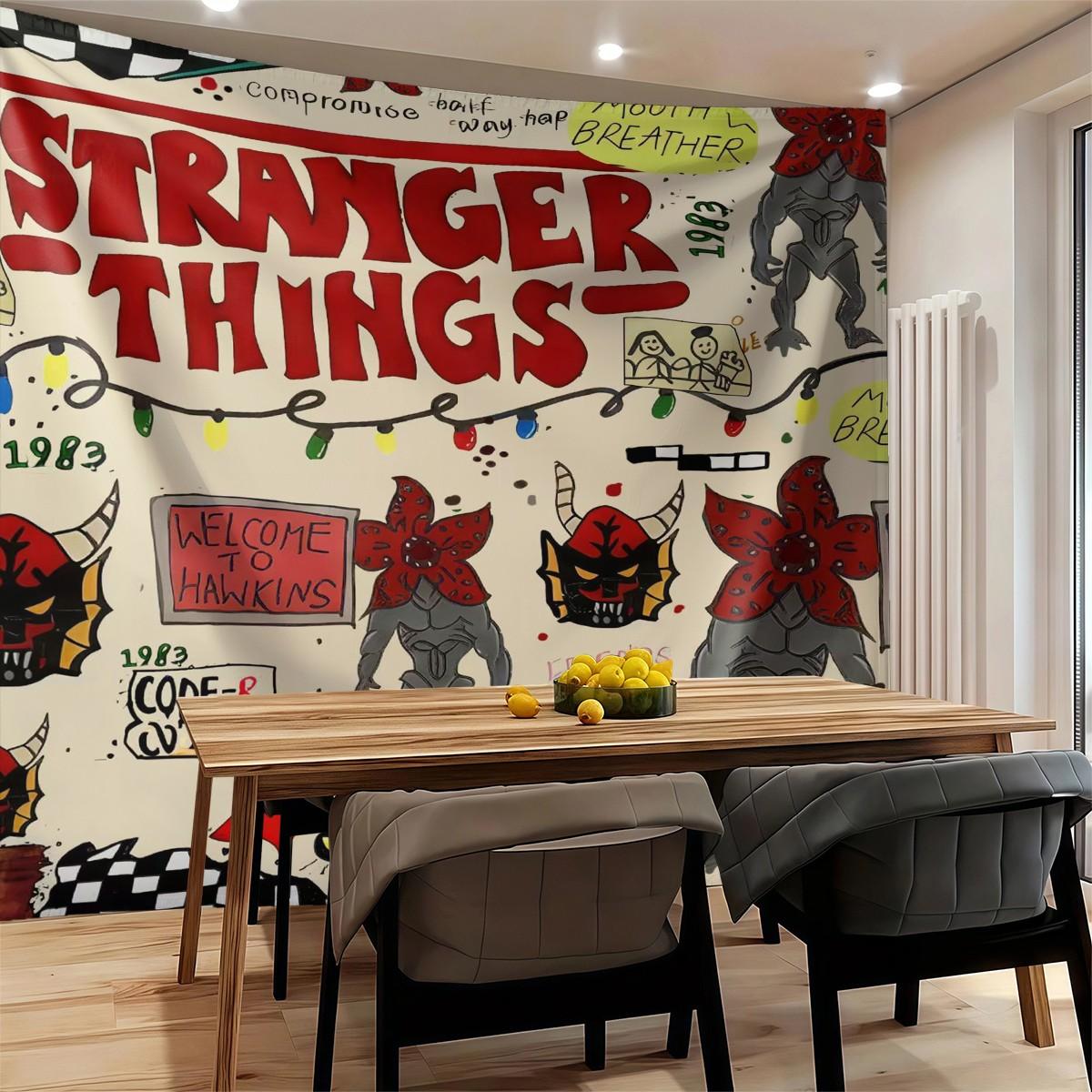 1x Stranger Things Party Backdrop Banner Tapestry Photo Prop Room Wall Decoration Fan Gift Party Supplies Use As Curtains, Tablecloths, Dorm Decor, Picnic Sheets, Blankets, Or Sofa Covers