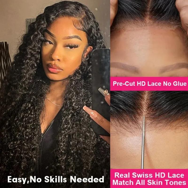 Bling Hair 12-36 Inches Length Deep Wave 6x4 Glueless Wigs Human Remy Hair 180% Density Curly Pre-Plucked 5x5 Lace Closure Wig for Black Women Natural Black Color Wig Bling Hair 12-36 Inches Length Deep Wave 6x4 Glueless Wigs Human Remy Hair 180% Density Curly Pre-Plucked 5x5 Lace Closure Wig for Black Women Natural Black Color Wig
