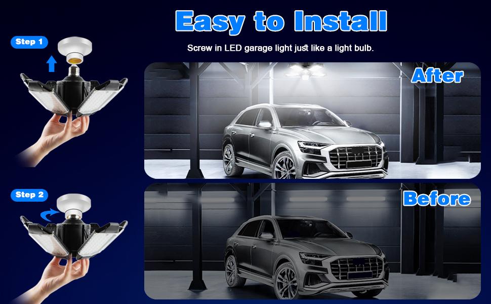 LED Garage Lights, Deformable Best Garage Light Ceiling LED Shop Lights, 150W E26/E27 LED Light Garage Lighting with 6 Adjustable Panels Garage Bulb for Basement, Attic 1/2/4 PACK LED Garage Lights, Deformable Best Garage Light Ceiling LED Shop Lights, 150W E26/E27 LED Light Garage Lighting with 6 Adjustable Panels Garage Bulb for Basement, Attic 1/2/4 PACK