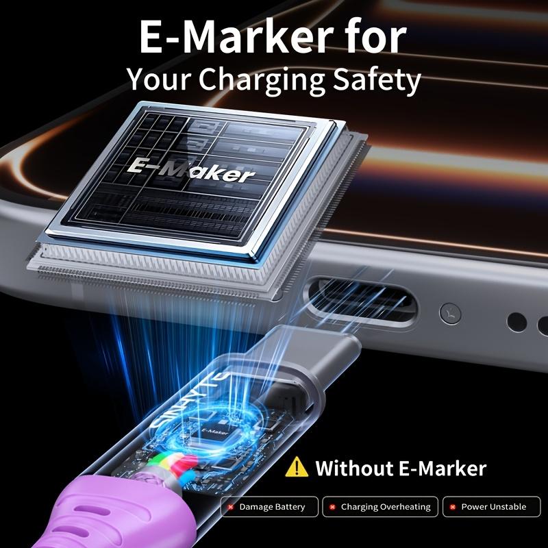 240W Super Fast Charging USB-C to C Durable Braided Cable |  E-Marker | Charging Indicator | for iPhone, for Samsung & All Type-C Smartphones, Tablets and Laptops -