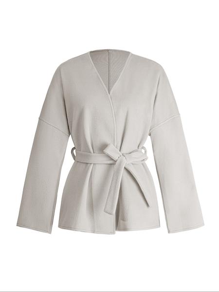 Women's Casual Fashion Long Sleeve Lace-Up Jacket, Plain Woven Fabric, Fitted Design, Fall & Winter Daily Wear Outerwear Coat, Womenswear