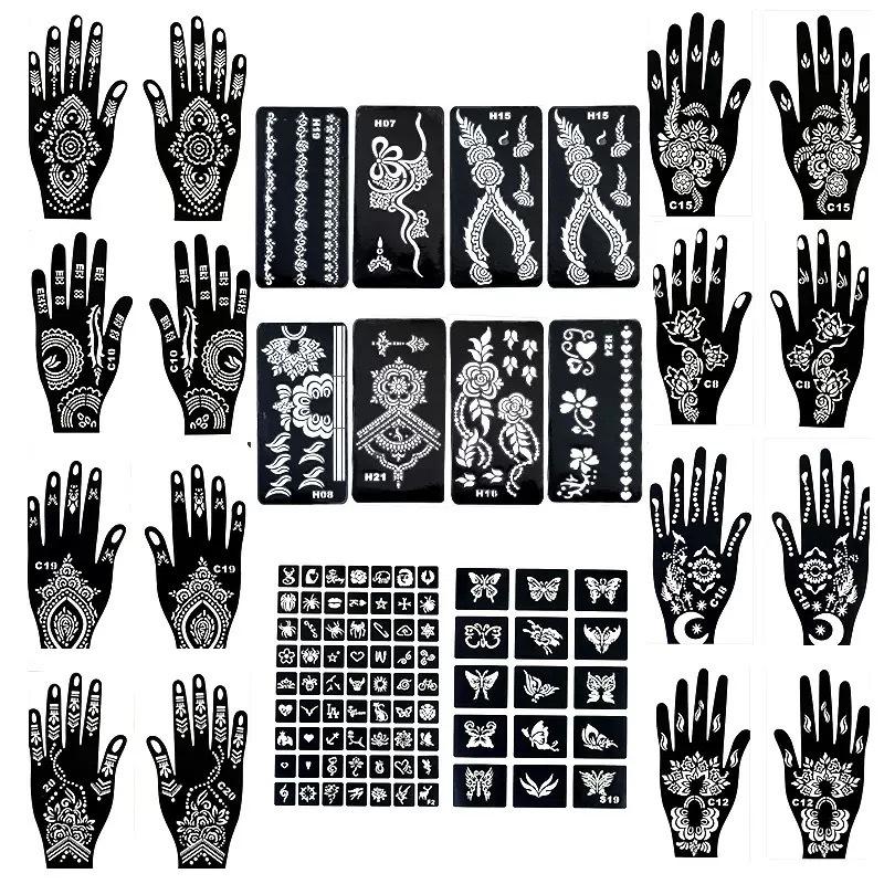 Tattoo Stencil & Henna Paste Kit, Natural Temporary Tattoo Cream, Waterproof Body Paint Stencils, Unisex Small Tattoo Stickers