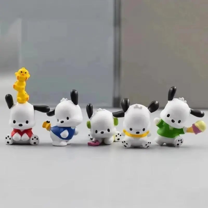 Hot 5Pcs Sanrio Anime Figure3-4cm Kawaii Pochacco Melody Model Accessories Children's Toys Gift Action Figures Pvc Gift Doll