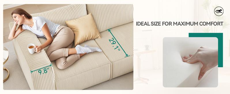 Yitahome Oversized Cloud Sectional Couch: Deep Modular Sofa with Pillows, Luxurious Corduroy Upholstered Couches for Living Room, Bedroom, Apartment, Office, No Assembly Required, Milky White