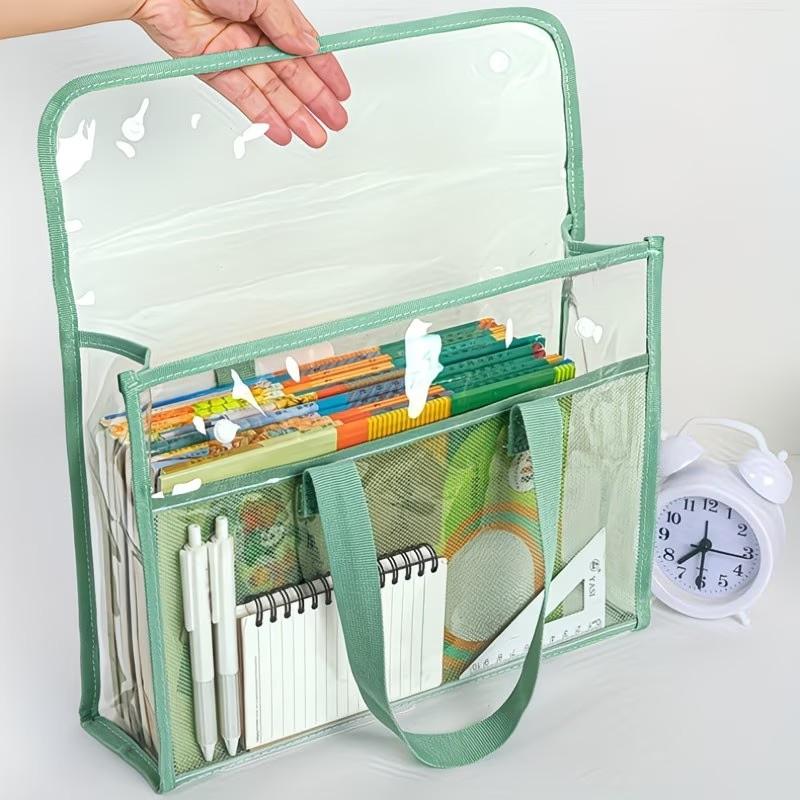 Large Capacity Clear PP Document Bag - Multi-Compartment Design, Fits Tablet, A4 Paper & Stationery - Durable Portable File Organizer with Visible Content Design, Storage Bag