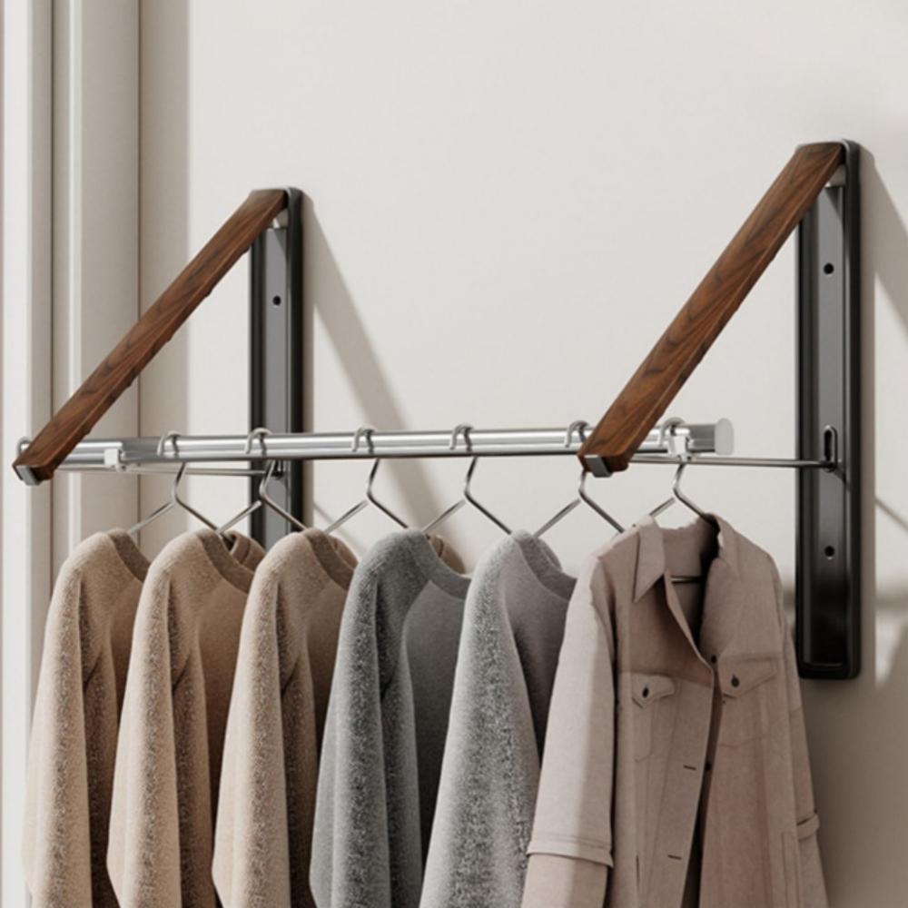 Wall-Mounted Clothes Rack, Space Aluminum Material, Foldable Design, Indoor Balcony Use, Invisible Bedding Hanger, Window Hanging Hook, Garment Rack, Wall Drying Rack