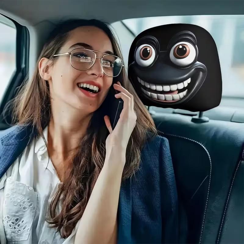 2pcs Funny Frog Pattern Car Headrest Covers, Comfortable Snug Fit Auto Seat Head Rest Cushions for Daily Commute & Travel, All Seasons Car Interior Decoration, Car Accessory