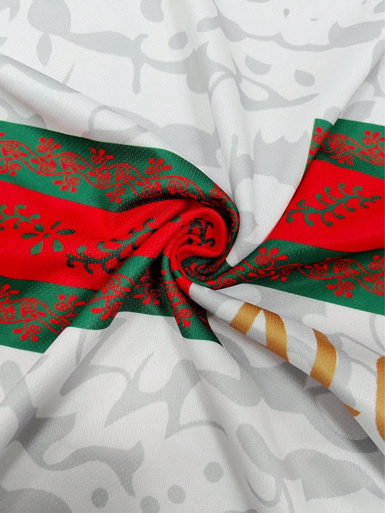 Men's Algeria Style Soccer Jersey, Traditional Pattern & Flag Print, Short Sleeve Football Shirt, Patriotic Fan Wear, All Seasons