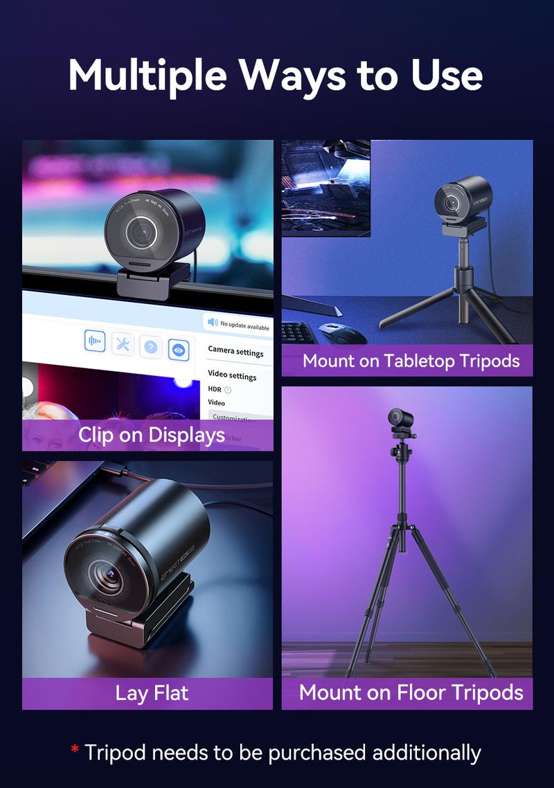 EMEET S800 4K HDR Webcam Autofocus Streaming Camera with Built-in Privacy Cover for Streaming Video Games Fathers Day Gift Laptop, TikTokShopBlackFriday