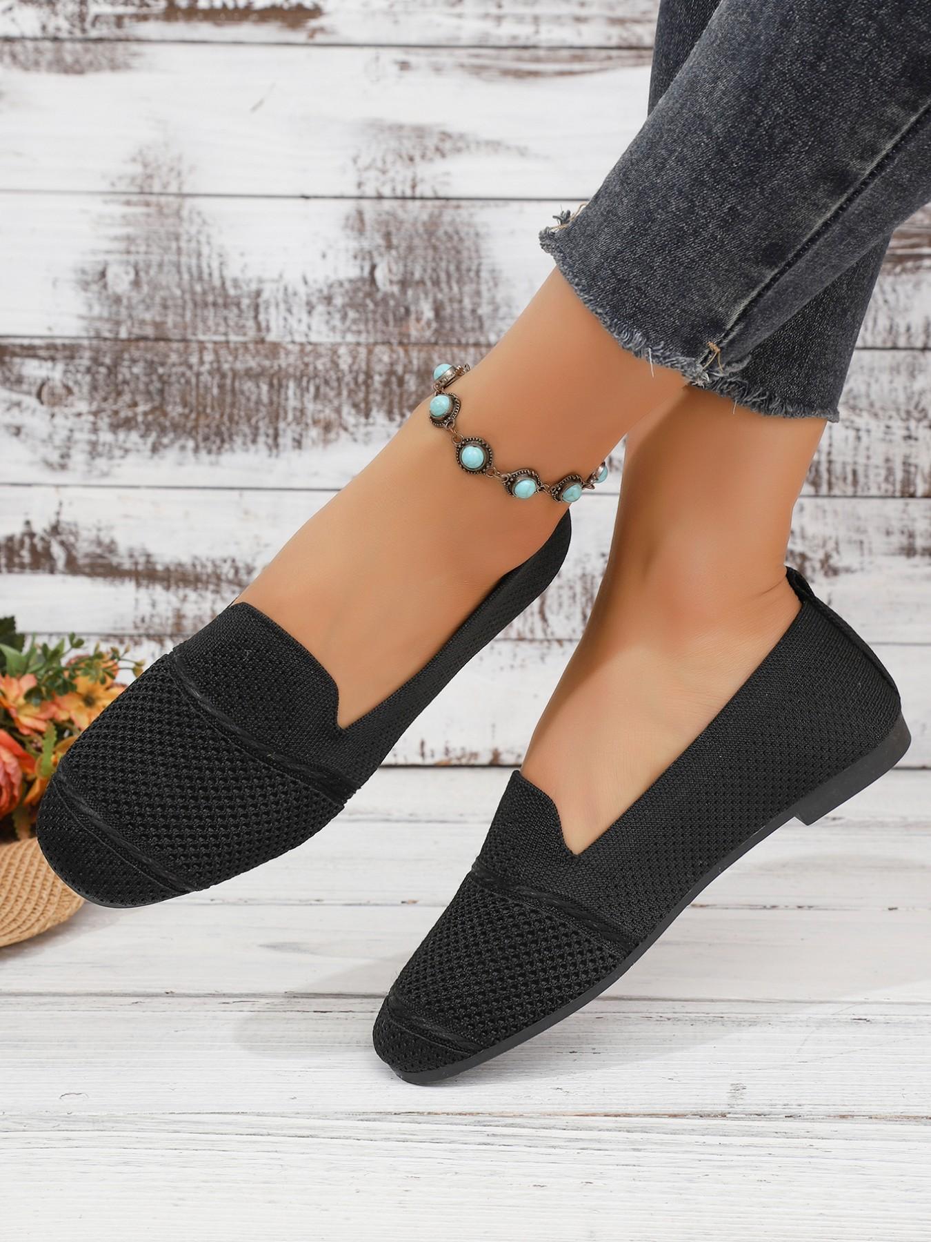 Large Size Summer Women's Mesh Breathable Soft Sole Slip-On Flat Shoes, Comfortable Daily Commute Work Walking Mom Shoes