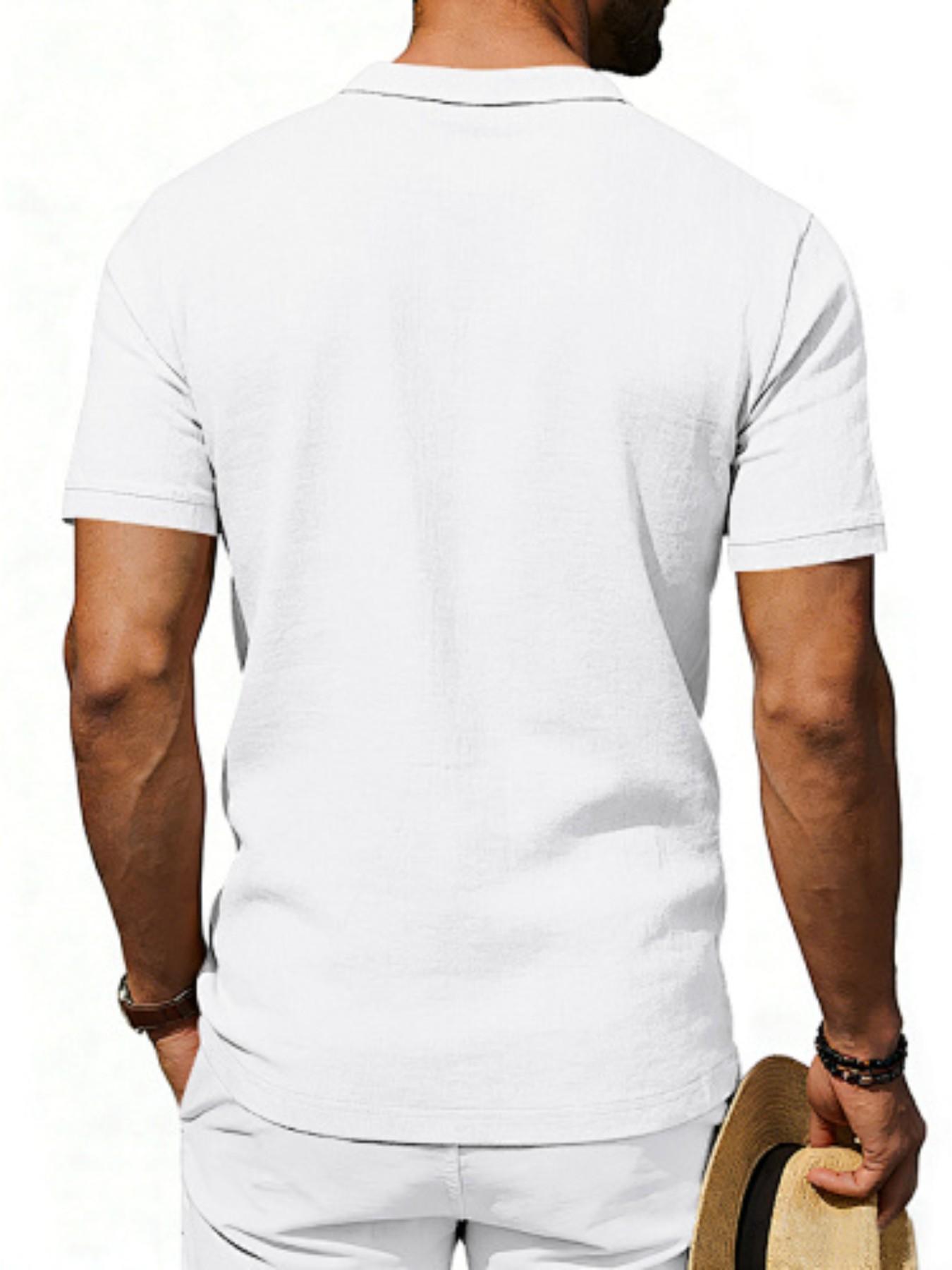 Men's summer textured slim fit short sleeved polo shirt! Breathable and sweat proof, with a three button design that allows for versatile commuting and vacation scenarios
