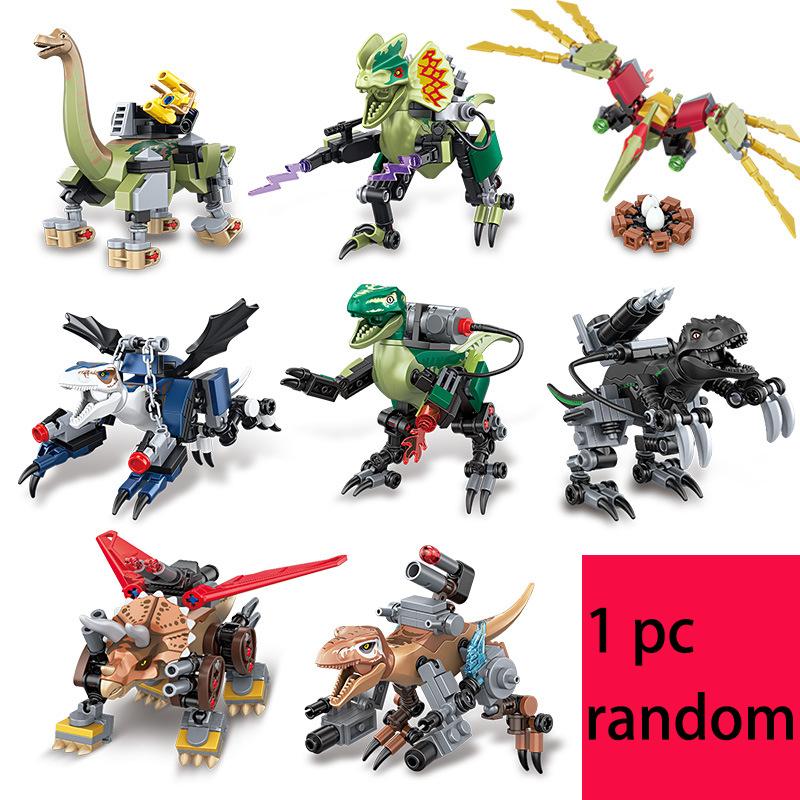 TOOUEE 1 PC Random Mechanical Dinosaur Building Blocks Set, Plastic Constructible Model Kit for Dino Fans & Collectors, Desktop Display Decor, Compatible with Most Major Brands, Great Gift for Birthday Christmas Halloween