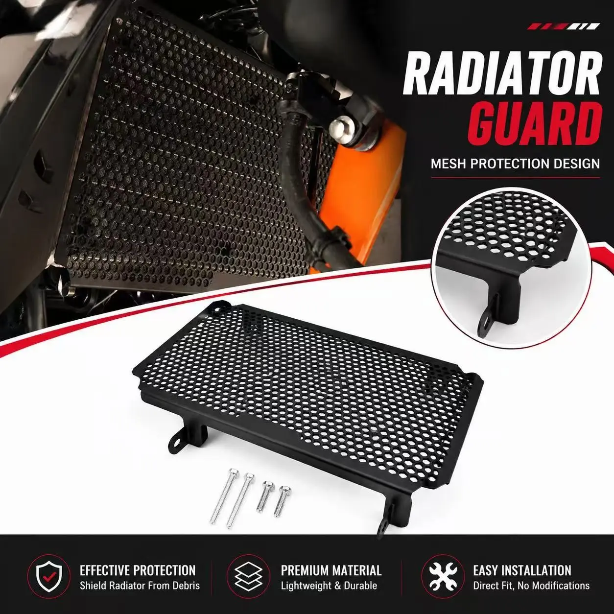 Honda Cbr500r 2013-2022 Radiator Guard, Customizable Water Tank Mesh Cooling Protection Cover, Durable Motorcycle Accessory