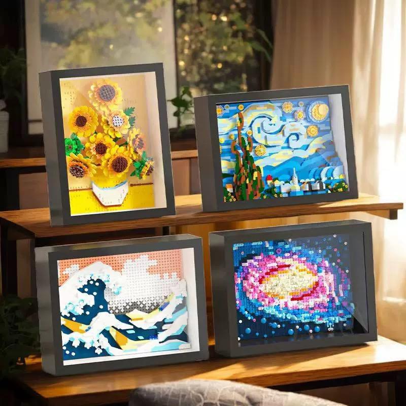 Sunflower Flower Building Blocks Set -Plant Collection Art Micro Architecture Model Home Decor Wall Art Adult Teen Architecture Kit Starry Night Van Gogh Toy Gift Lego Children's Decor Painting World Famous Art Gift