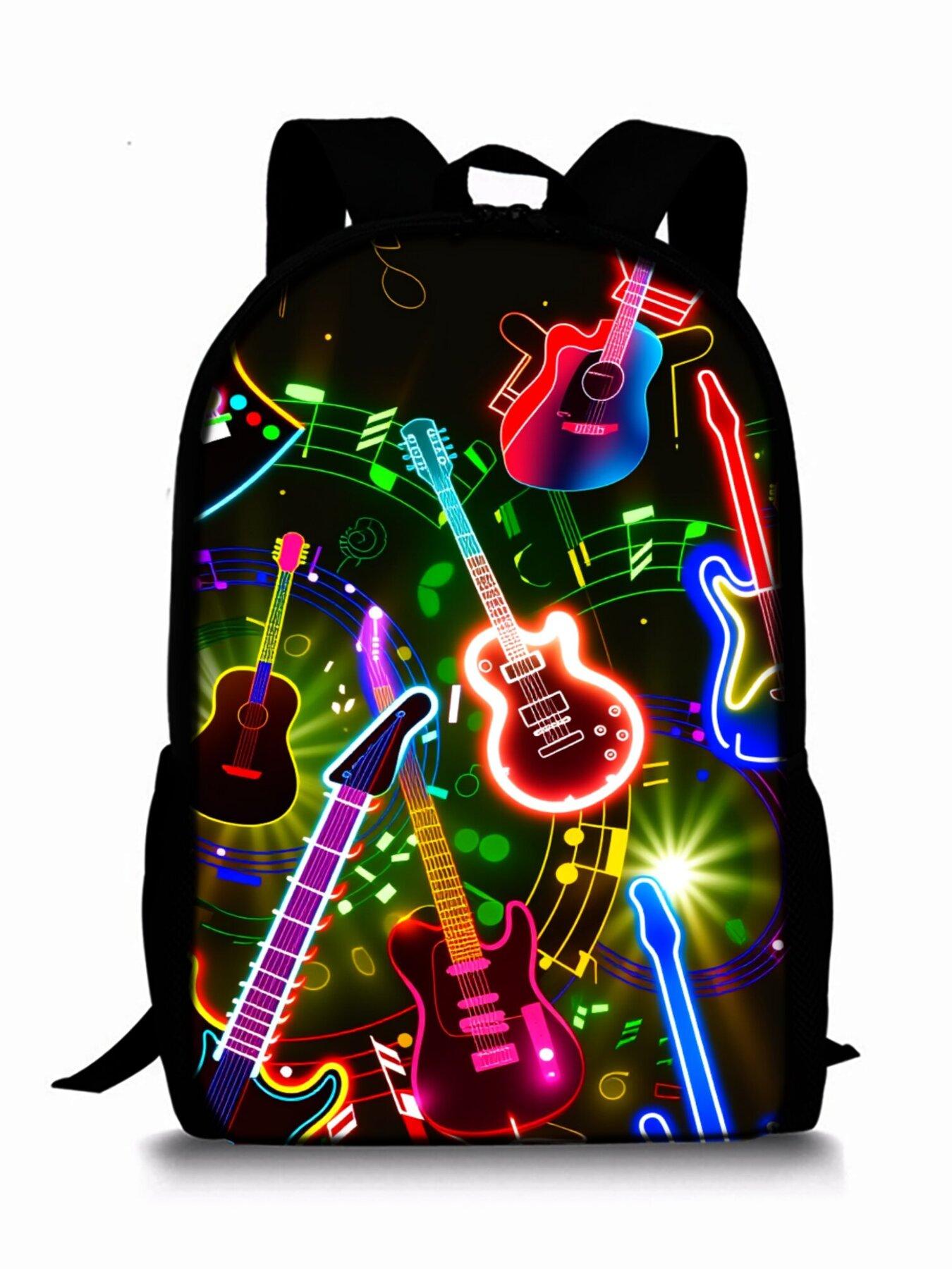 Cyberpunk Guitar Pattern Print Single-Layer Backpack