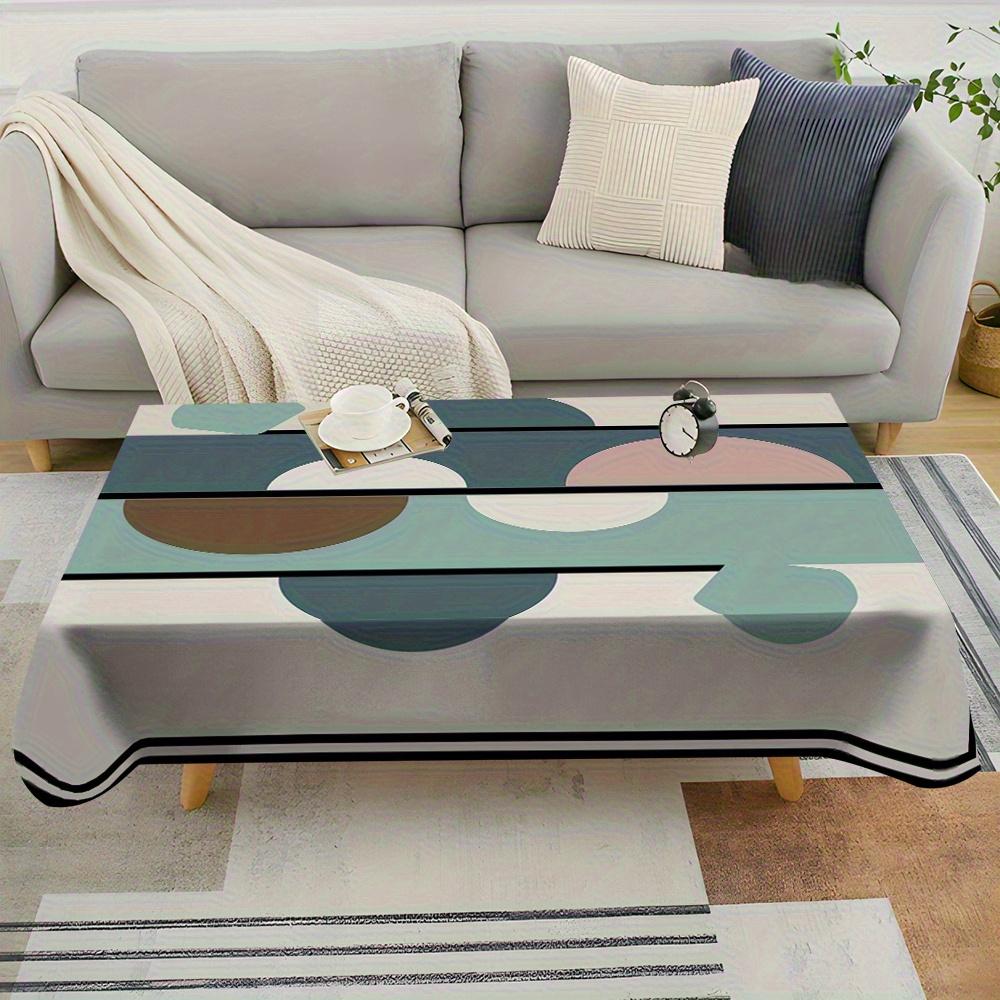 1 piece of semi-circular geometric pattern tablecloth - easy to clean polyester rectangular dining table cover, modern soft color tone, machine washable durable fabric, suitable for kitchen, dining room, party and home decoration, simple design