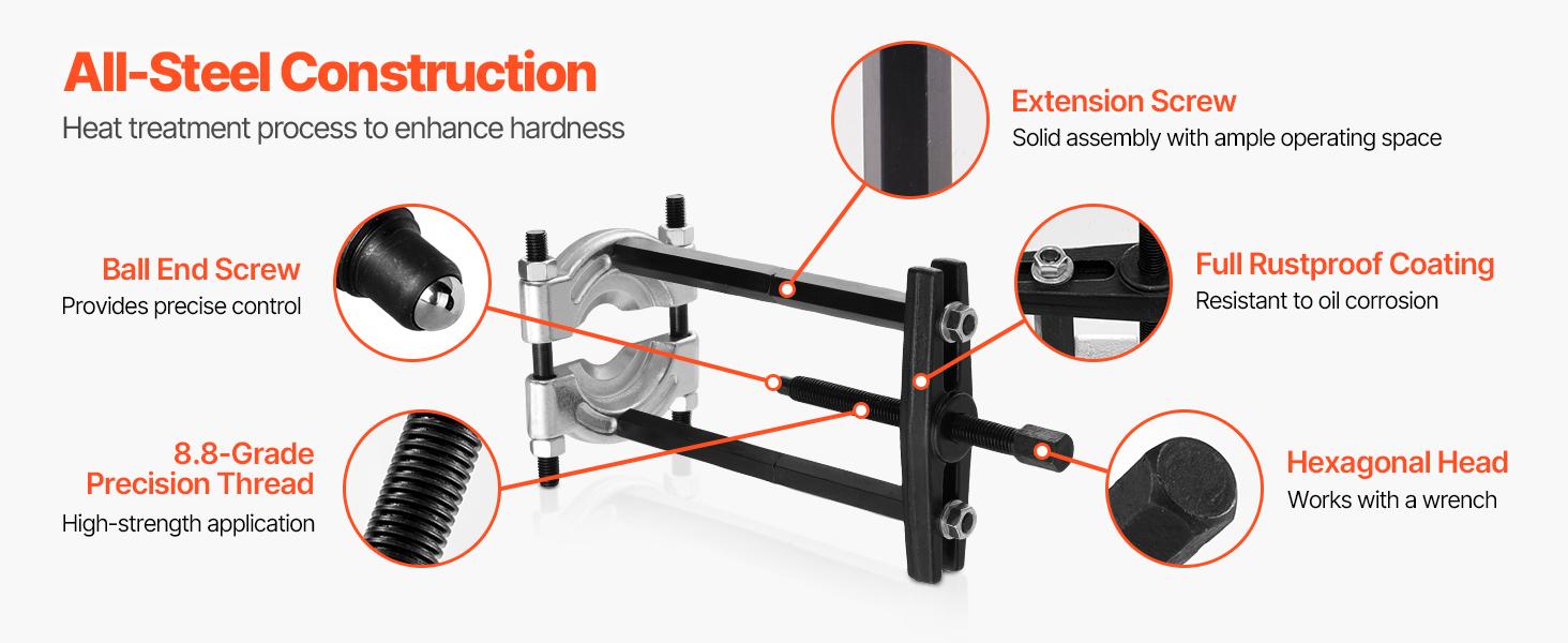 VEVOR Bearing Puller Kit, 14-Piece 5 Ton Capacity Bearing Separator, Pinion Wheel Bearing Removal Kit with 2-Inch and 2.8-Inch Jaws, Bearing Puller Set, Heavy Duty Bearing Splitter Tool Kit with Case