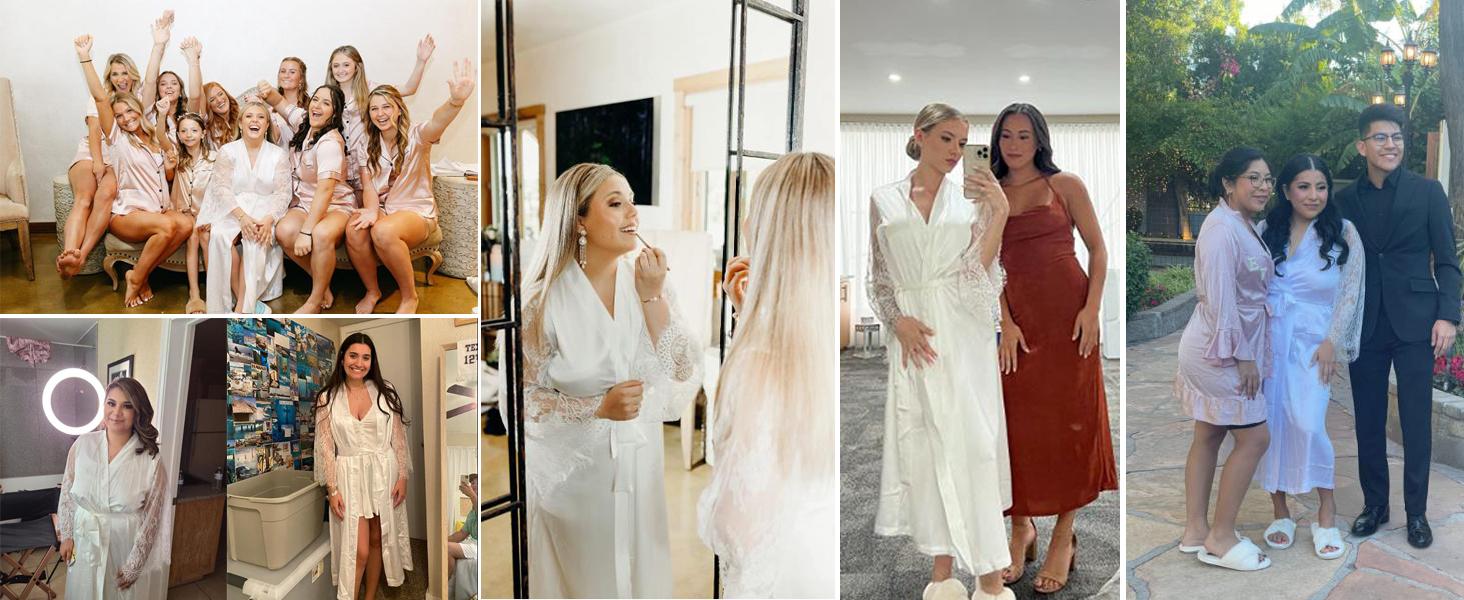 Avidlove Women's Floral Lace Kimono Robe Long Sleeves Dressing Gown Bathrobe Bride Robe Nightwear Satin Womenswear Avidlove Women's Floral Lace Kimono Robe Long Sleeves Dressing Gown Bathrobe Bride Robe Nightwear Satin Womenswear