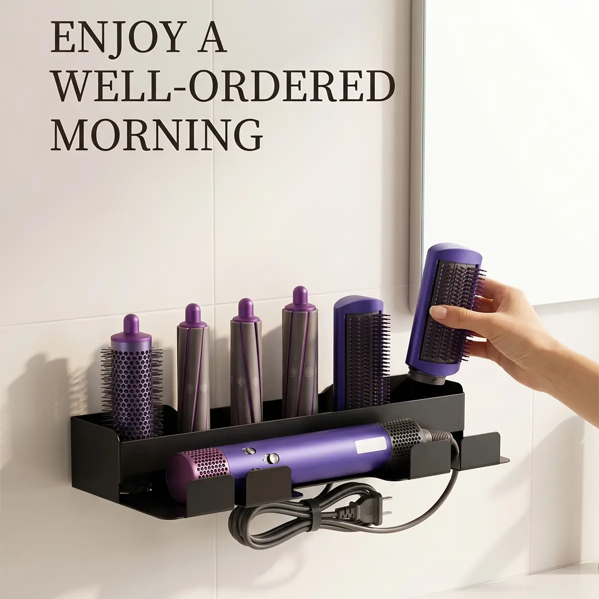 Multifunctional Hair Dryer Stand, Wall-Mounted Hair Dryer Rack, No Drilling Installation, Efficient Bathroom Organizer, Essential Bath Accessory