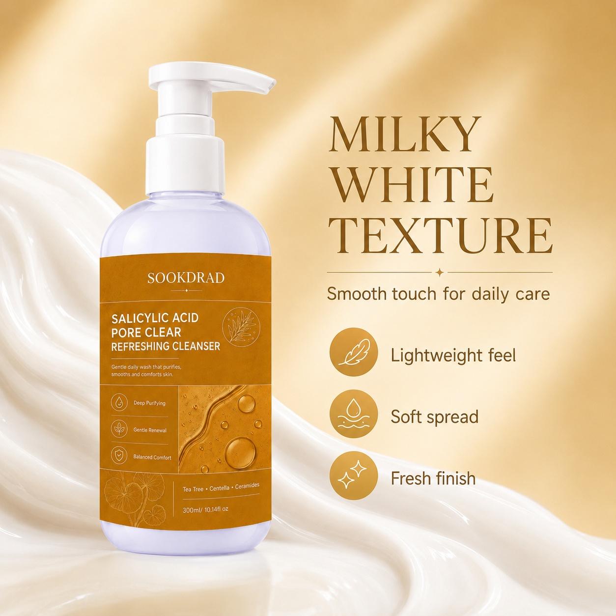 Salicylic Acid Pore Clear Refreshing Cleanser, contains Tea Tree, Centella, Ceramides, deep purifying, gentle renewal, balanced comfort, for face, all skin types, daily facial care, facial cleansing, 300ml