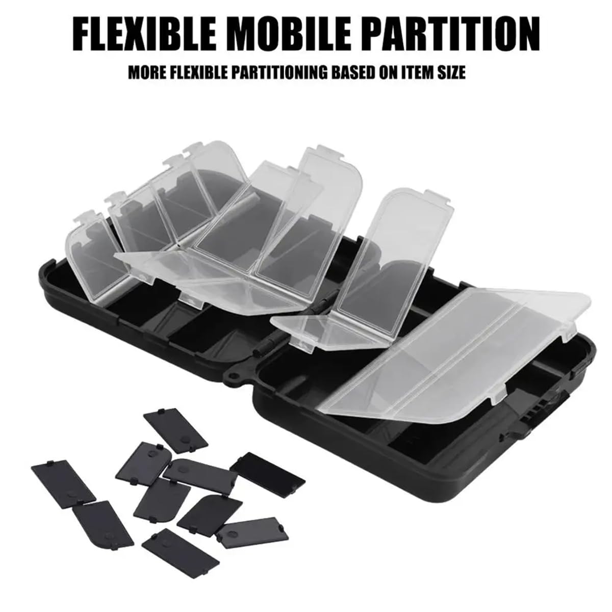 2-Pack Mini Plastic Fishing Gear Box, Compact Fishing Storage Box, Kayak Fly Box, Durable Large Compartments, Portable Bait and Hook Container