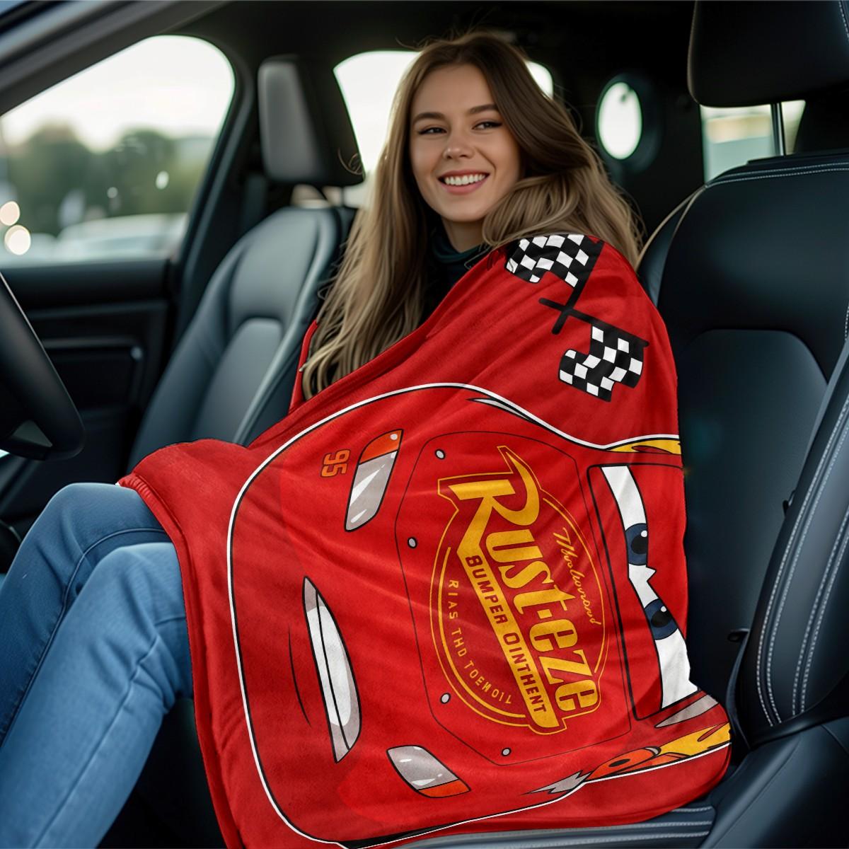Cars Lightning Mcqueen Flannel Blanket, Flame Rust-Eze Identifier, Soft Skin-Friendly, Bedroom Nap Sofa Warm Cover, Holiday Gift