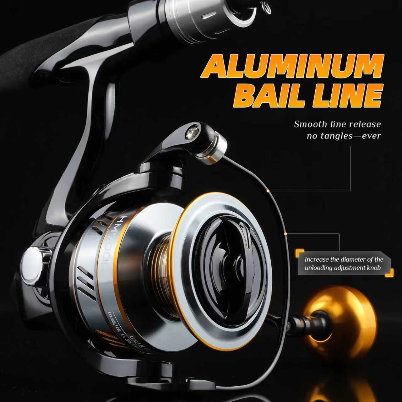 Rooblinos HM Fishing Reel 12KG Max Drag, Premium Metal Construction Full Metal Alloy Gear Disc Brass Pinion Stainless Steel Core, Falcon Shape Ergonomic Design, High-Strength Anti-Twist Body, Ultra-Smooth Long-Distance Casting, Freshwater Saltwater