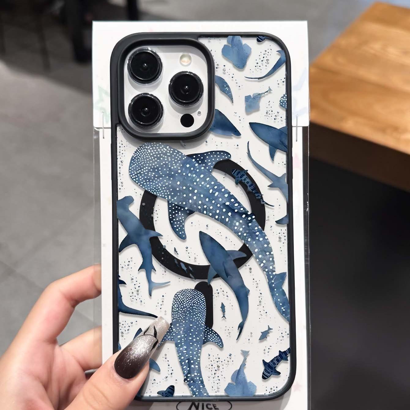 Whale Pattern Magnetic Ring Case, Ultra Transparent Acrylic Anti-Drop Phone Cover, Compatible with Samsung Galaxy a Series, Accessories