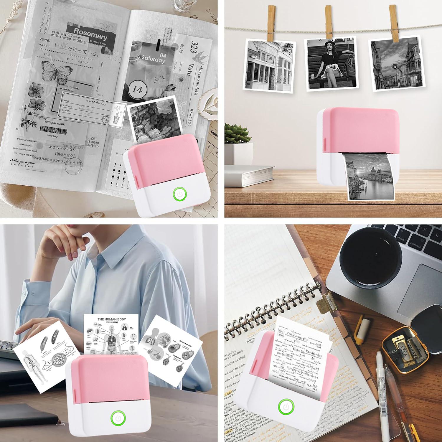 Mini Sticker Printer, Portable Inkless Sticker Maker, Pocket Photo Printer, Thermal Printer Label Maker with 10 rolls Paper, Portable Handheld Printer, for Pictures, Photos, Journals, DIY, Compatible With IOS&Android