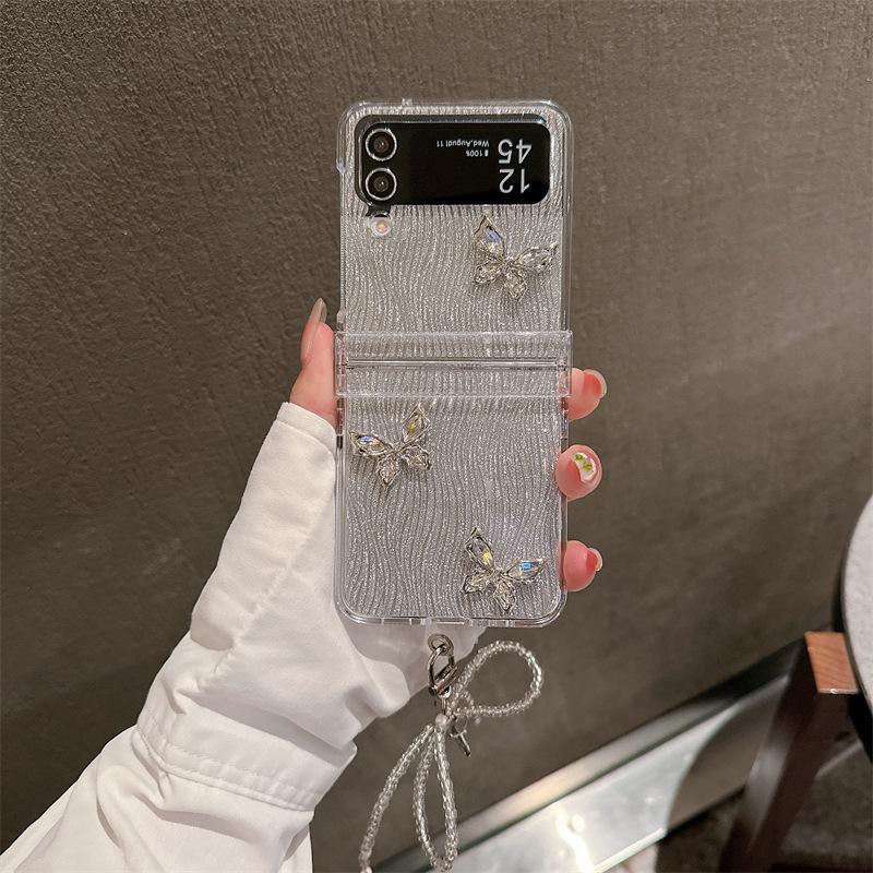 Butterfly Bowknot Phone Case For Samsung Galaxy Z Flip 7 6 5 4 Protective Back Cover For ZFlip5 ZFlip6 ZFlip7 Case Shell