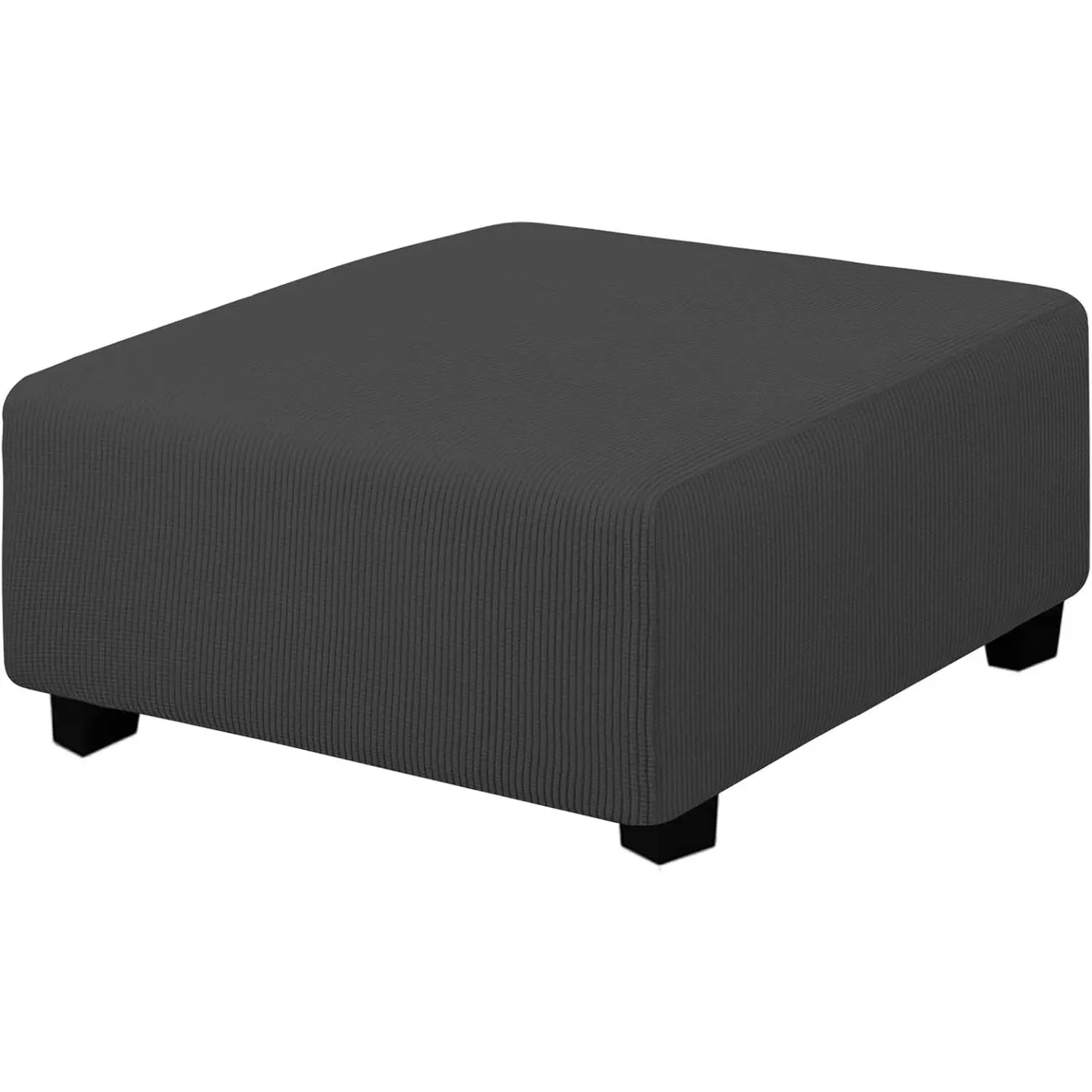 Stretch Square Ottoman Cover 40x40x15 Inch Dark Grey | Folding Storage Footstool Cover Furniture Protector Soft Rectangle Slipcover with Elastic BottomGift