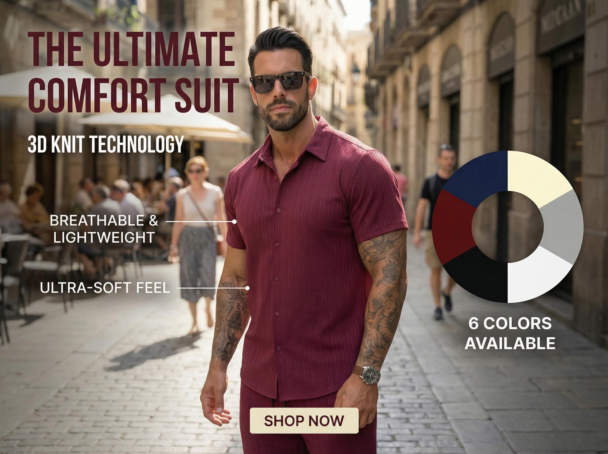KZZ Men's Maroon Button-Front Shirt & Drawstring Pocket Trousers Set - Casual Short Sleeve Fitted Shirt & Elastic Waist Trousers for Summer Wear - Formal Menswear, FallFreshness Shortsleeve christmas gifts for him SpringStatements