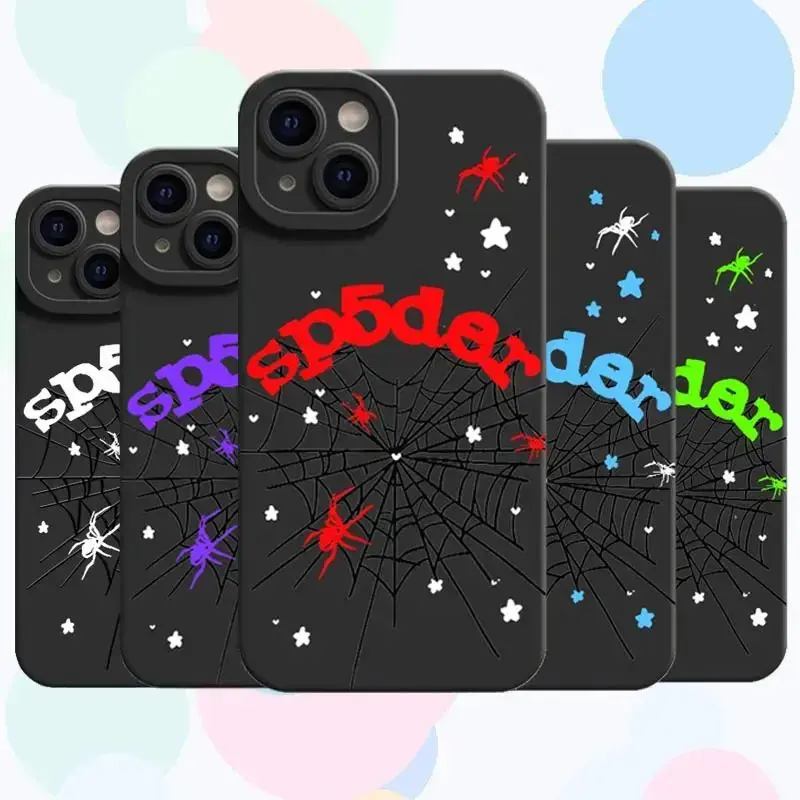 Stylish Dark Spider Web TPU Black Back Phone Case for iPhone 11 12 13 14 15 16 17 Pro Max Air & Samsung S21 S22 S23 S 24 S25 S26 Ultra Plus FE, Soft Full Coverage Anti-Drop Protective Cover, Creative Gift